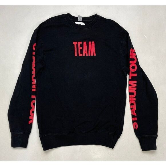 H&M Justin Bieber Team Stadium Tour Crewneck Sweatshirt Women Small Black Music - Picture 1 of 8